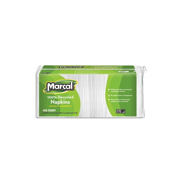 Soundview Paper Marcal, 100% RECYCLED LUNCHEON NAPKINS, 11.4 X 12.5, WHITE, 6PK 6506 - main